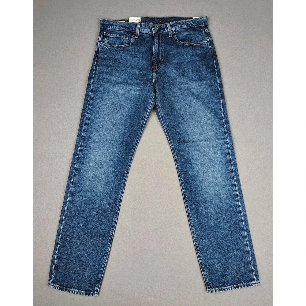 Levis Premium 502 Big E Men 36x34 Blue Dark Wash Taper Leg Stretch Classic NWT